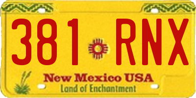 NM license plate 381RNX