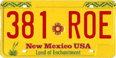 NM license plate 381ROE