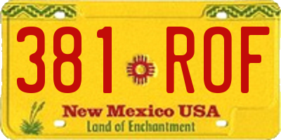 NM license plate 381ROF