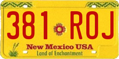 NM license plate 381ROJ