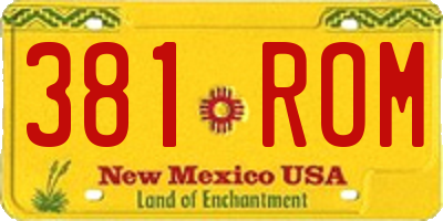 NM license plate 381ROM
