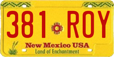 NM license plate 381ROY