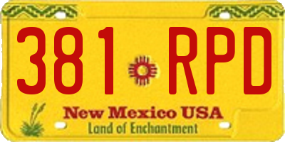 NM license plate 381RPD