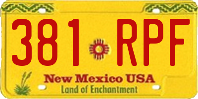 NM license plate 381RPF