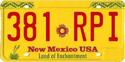 NM license plate 381RPI