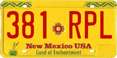NM license plate 381RPL