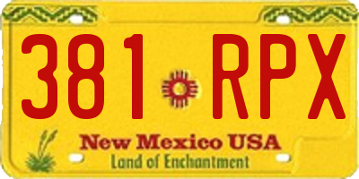 NM license plate 381RPX