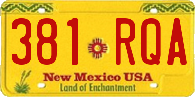 NM license plate 381RQA