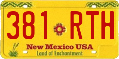 NM license plate 381RTH