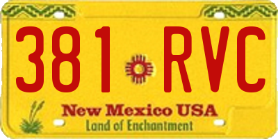 NM license plate 381RVC