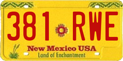 NM license plate 381RWE