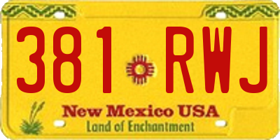 NM license plate 381RWJ
