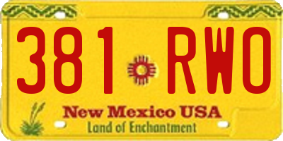 NM license plate 381RWO