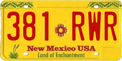 NM license plate 381RWR