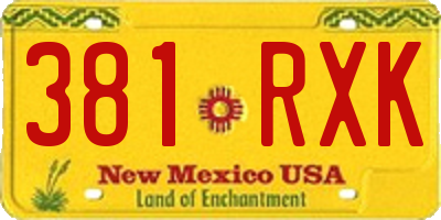 NM license plate 381RXK