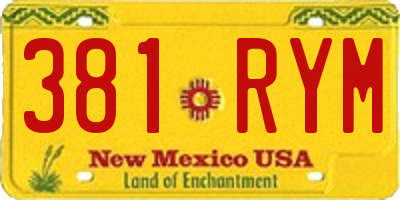NM license plate 381RYM