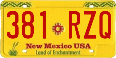 NM license plate 381RZQ