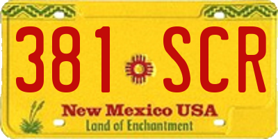 NM license plate 381SCR