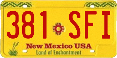NM license plate 381SFI