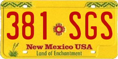 NM license plate 381SGS