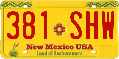 NM license plate 381SHW