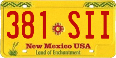 NM license plate 381SII