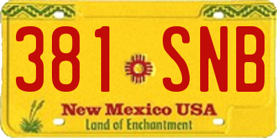 NM license plate 381SNB