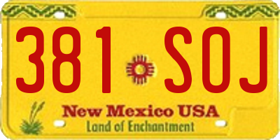 NM license plate 381SOJ