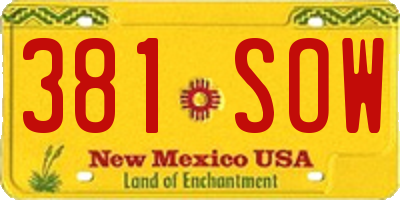 NM license plate 381SOW