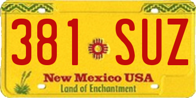NM license plate 381SUZ
