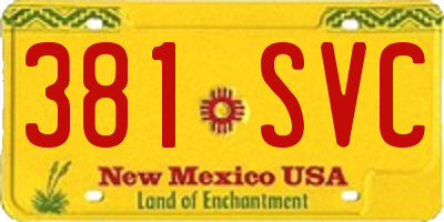 NM license plate 381SVC