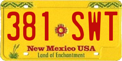 NM license plate 381SWT