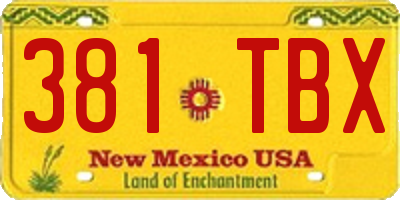NM license plate 381TBX