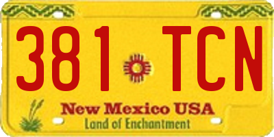 NM license plate 381TCN
