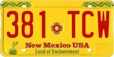 NM license plate 381TCW