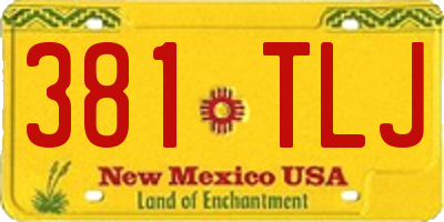 NM license plate 381TLJ