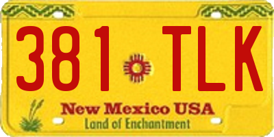 NM license plate 381TLK