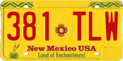 NM license plate 381TLW