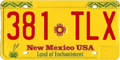 NM license plate 381TLX