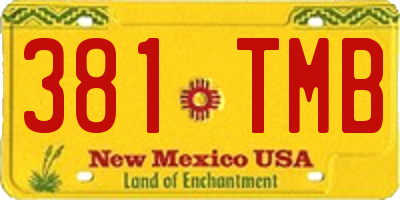 NM license plate 381TMB