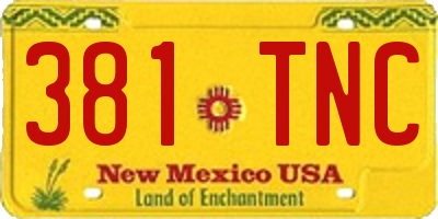 NM license plate 381TNC