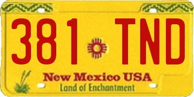 NM license plate 381TND