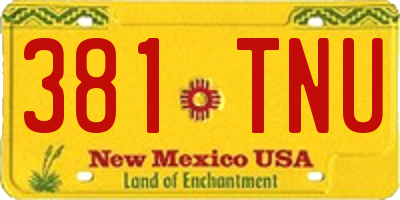 NM license plate 381TNU