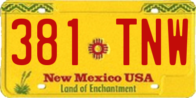NM license plate 381TNW
