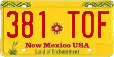 NM license plate 381TOF