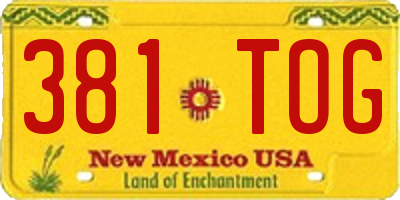 NM license plate 381TOG