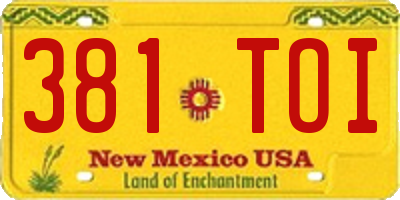 NM license plate 381TOI