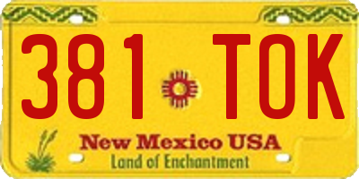 NM license plate 381TOK