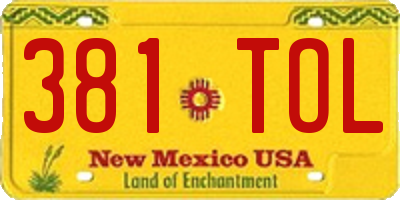 NM license plate 381TOL