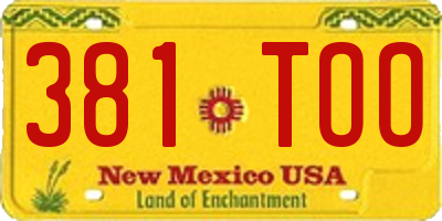 NM license plate 381TOO